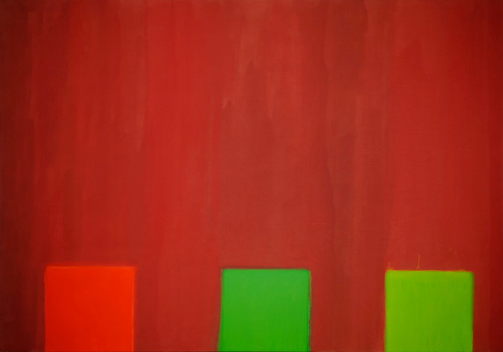 John Hoyland, acrylic, unprimed stained canvas paintings