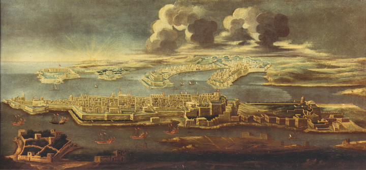 Malta topographical painting, after restoration